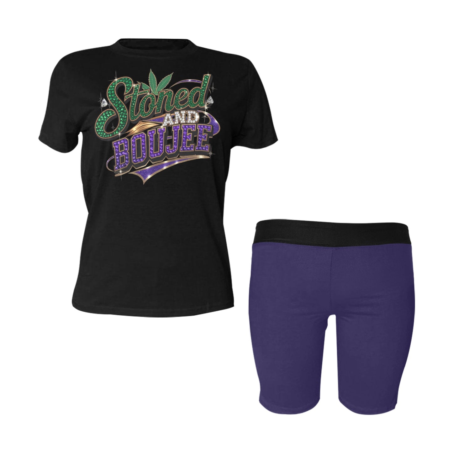 stonedboujee -black Women's Short Yoga Set