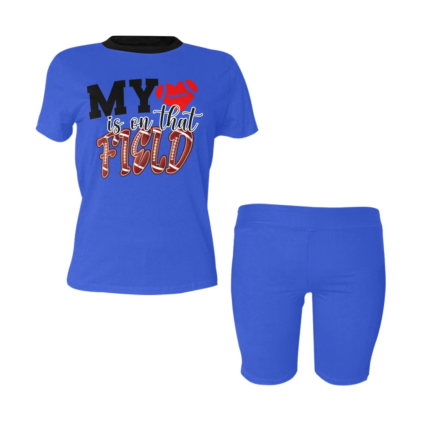 MY HEART -Blue Women's Short Yoga Set