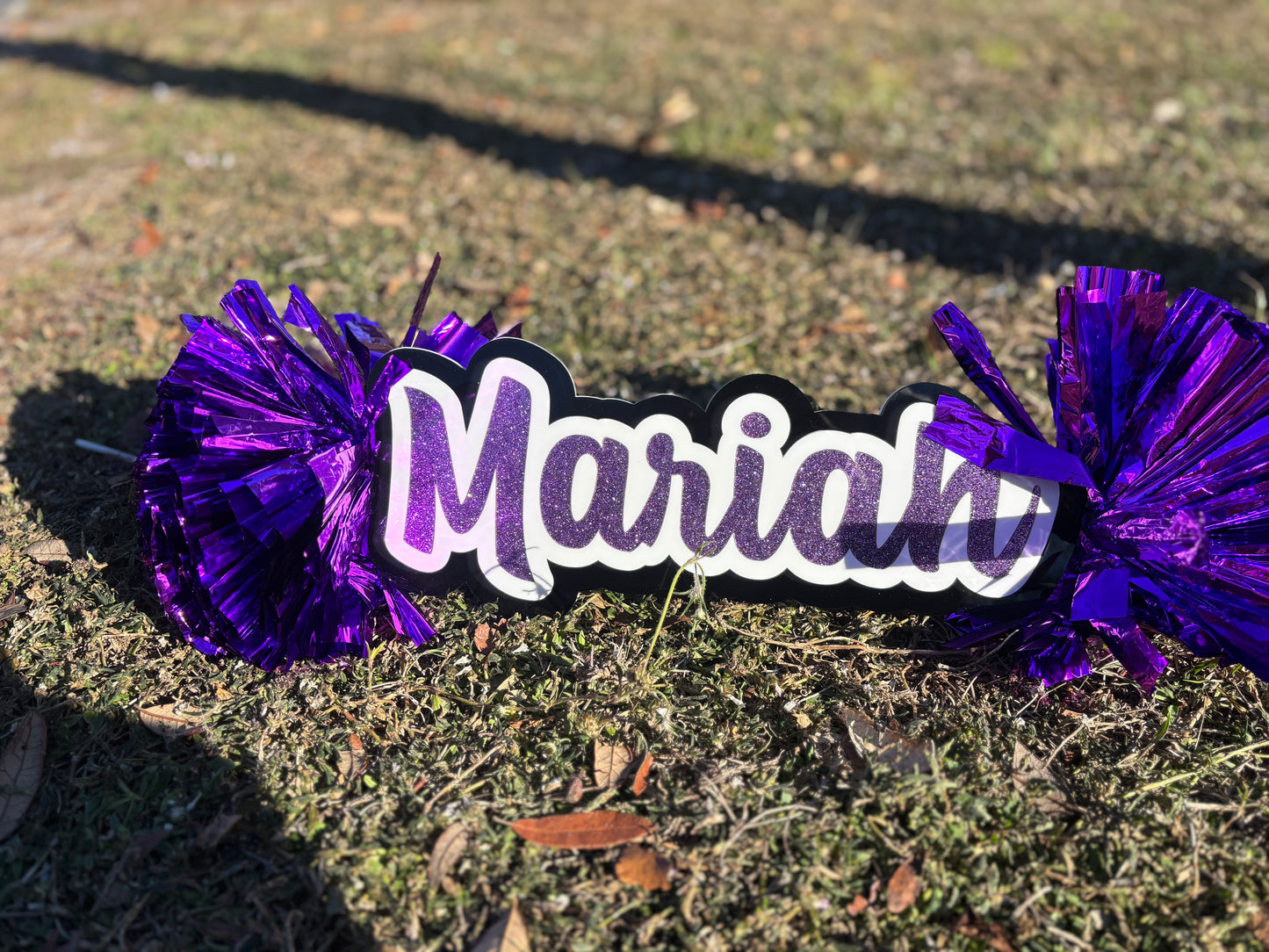 Personalized Name Cheer Stick With Pom Pom |Acrylic Sign (3 Colors)