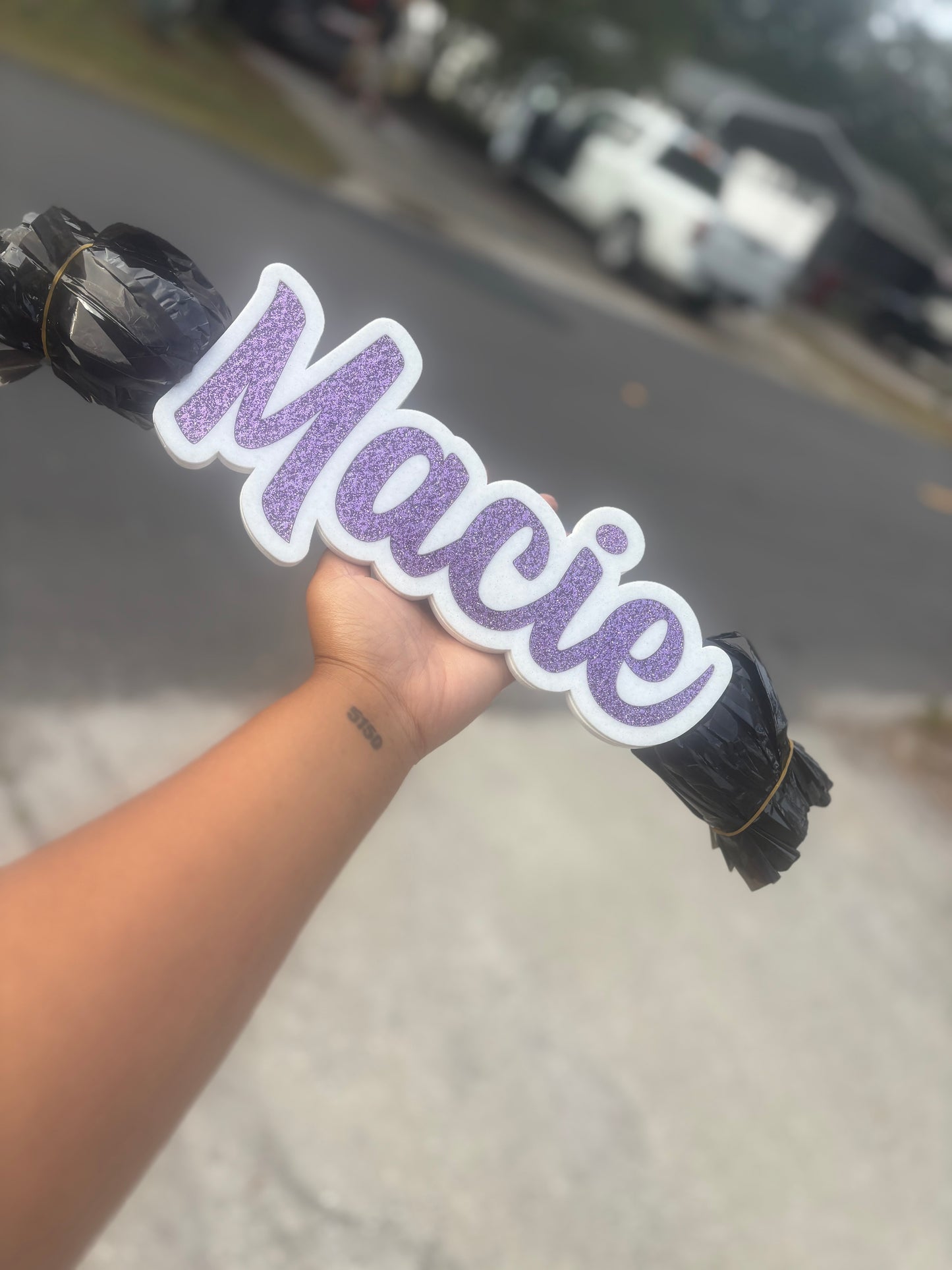 Personalized Name Cheer Stick with Pom Pom- (2 Colors)