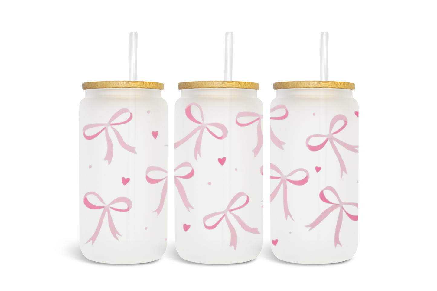Pink Bow Glass can