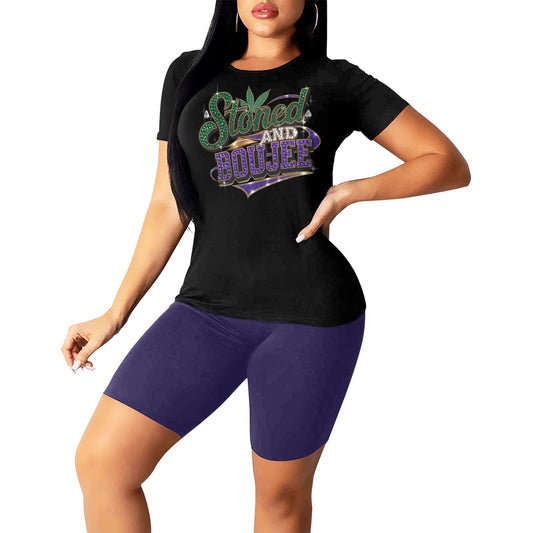 stonedboujee -black Women's Short Yoga Set