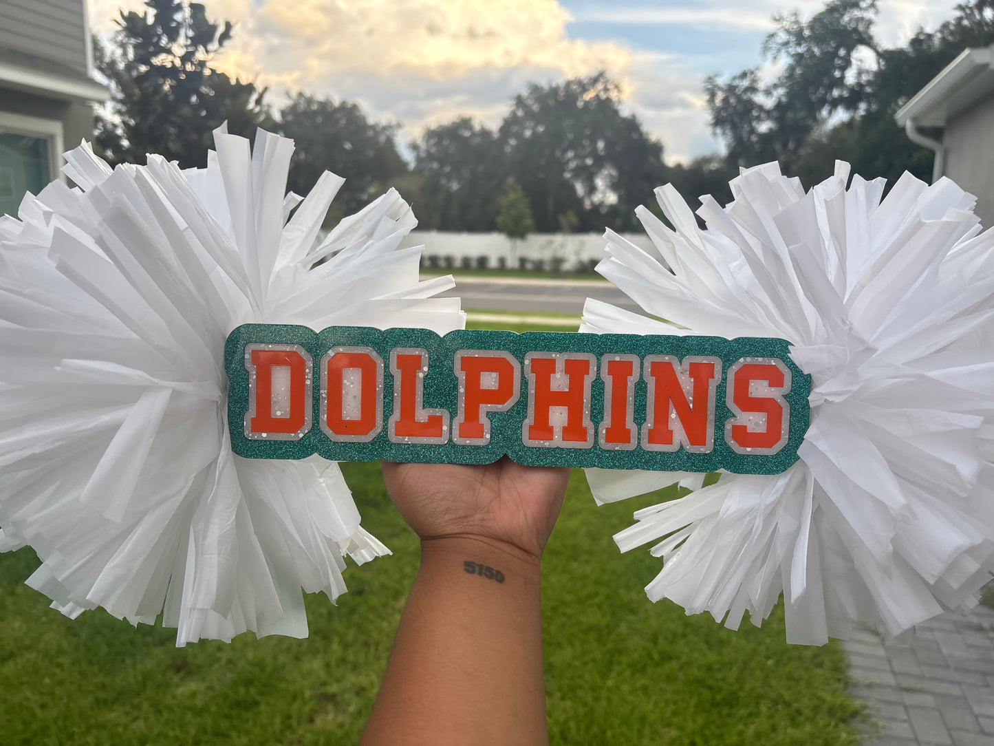 Personalized Name Cheer Stick With Pom Pom |Acrylic Sign (3 Colors)