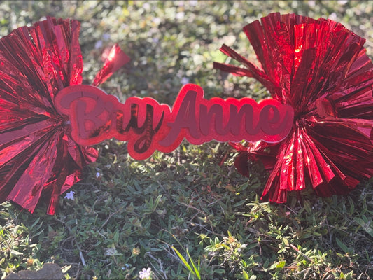 Personalized Acrylic Spirit Stick with Pom Pom