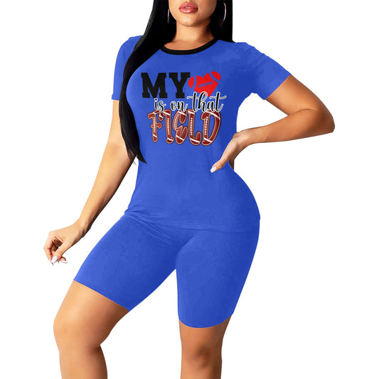 MY HEART -Blue Women's Short Yoga Set