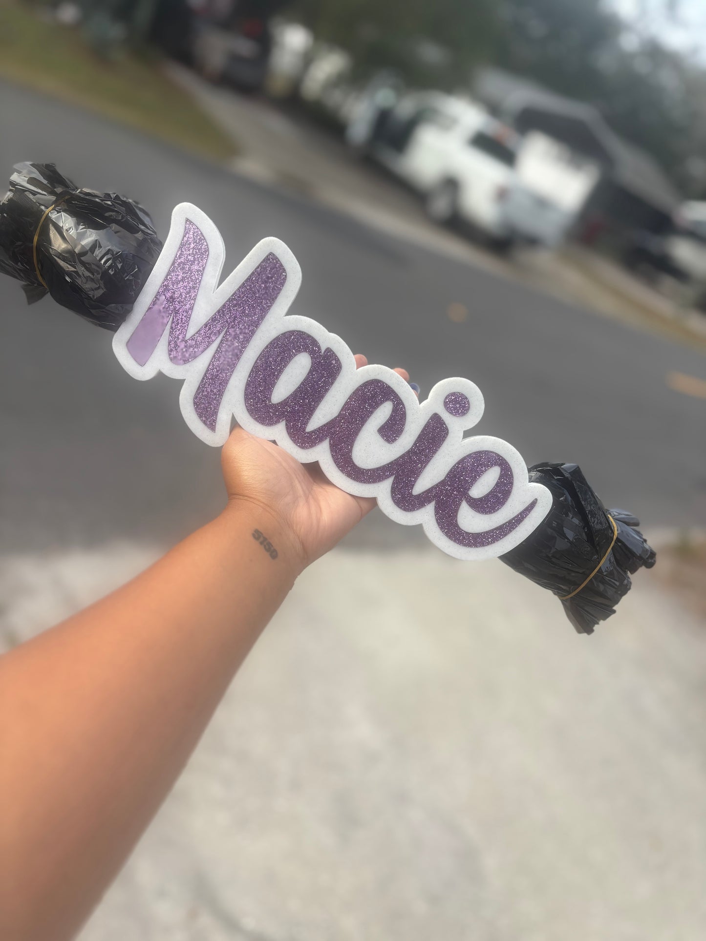 Personalized Name Cheer Stick with Pom Pom-  (2 Colors)