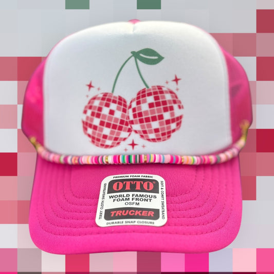 Pink Disco Cherry Trucker Hat